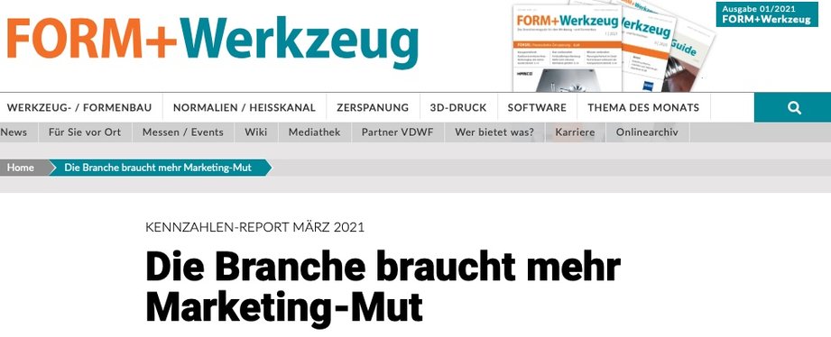 Form+Werkzeug Headline Mehr Marketing-Mut März 2021